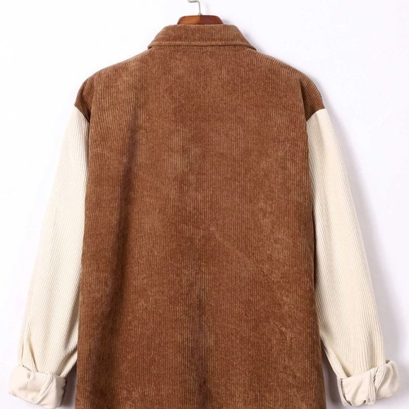 Casual Color Block Men's Corduroy Shirt - Picture 3 of 7